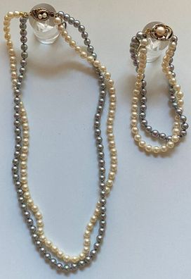 Wunderschöne Perlenkette + passendes Armband - Elegante 925er Silberschließe