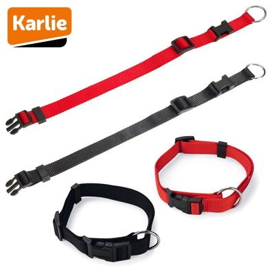 Karlie Halsband ART Sportiv BASIC - XS/ S/ M/ L - rot schwarz - Nylon Hundehalsband