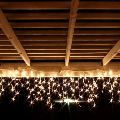 160er LED Lichtervorhang Lichterkette Eiszapfen für Innen und Außen warmweiß
