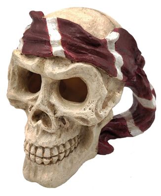 SF Skull Schädel - Red Pirat 15x13x14 cm Aquarium Dekoration