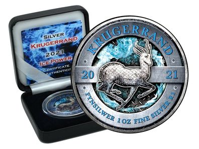Krügerrand 2021 Ice Power Edition 1 oz 999 Silbermünze Silber Zertifikat & Box