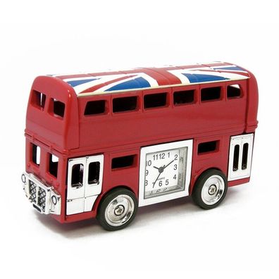 Designer Tischuhr London Bus aus Metall