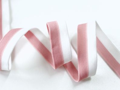 Galonband "weiß-rosa ", Galonstreifen, Jerseyband, 2,5 cm breit