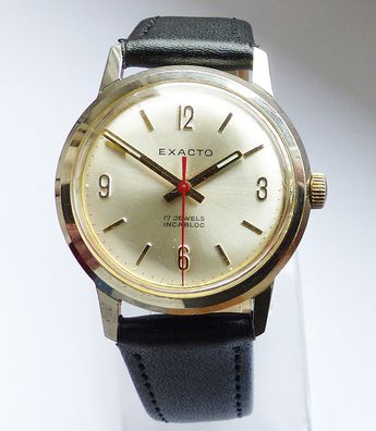 Schöne seltene Exacto Classic 17Jewels Herren Vintage Armbanduhr Top Zustand