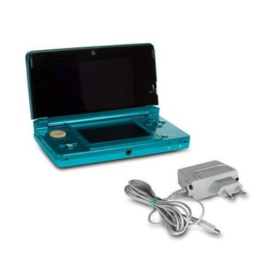 Nintendo 3DS Konsole in Aqua Blau / Blue + Ladekabel #3A