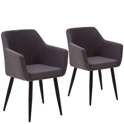 2er Set Esszimmerstühle Esszimmersessel Stühle Stuhl mit Armlehne Grau/ Schwarz