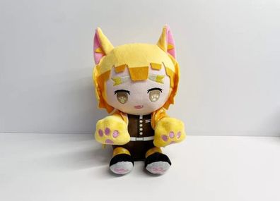 Demon Slayer Agatsuma Zenitsu Cat Cosplay Stofftier Anime Plüsch Figur 24 cm NEU