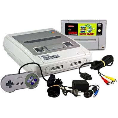 Super Nintendo Konsole + Kabel + Ähnlicher Controller + Tiny Toon Adventures