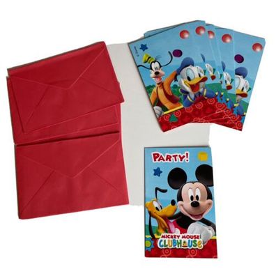 Disney Mickey Mouse 6 Einladungskarten inkl. Umschlag Goofy Club House