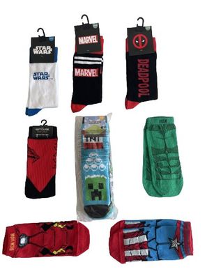 Marvel Deadpool Star Wars Witcher Minecraft Socken Auswahl Original Merchandise