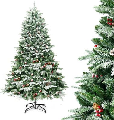 195cm Künstlicher Weihnachtsbaum mit Kiefernzapfen & roten Beeren