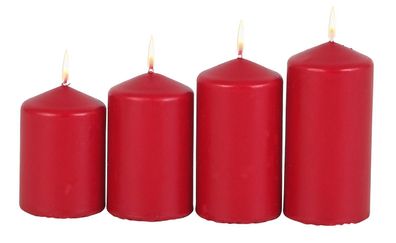 Adventskerzen rot 4er Stumpenkerzen Weihnachtskerze Stufenkerzen Stumpen Kerze