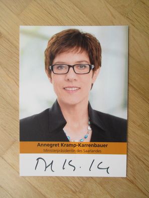 Saarland Ministerpräsidentin Annegret Kramp-Karrenbauer handsigniertes Autogramm!!