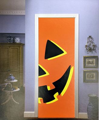 Halloween Dekoration - Tür-Cover Kürbismotiv (213x80cm) Deko Tür Kürbis gruselig