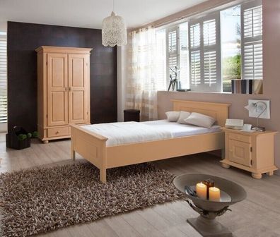 Schlafzimmer Komplettset Fichte natur massivholz Kleiderschrank Bett Nachttisch