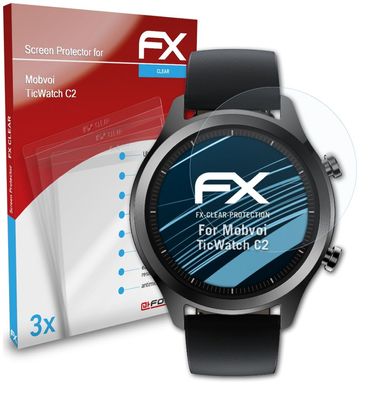 atFoliX 3x Schutzfolie kompatibel mit Mobvoi TicWatch C2 Displayschutzfolie klar