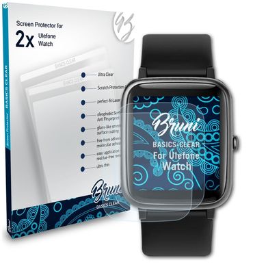 Bruni 2x Schutzfolie kompatibel mit Ulefone Watch Folie