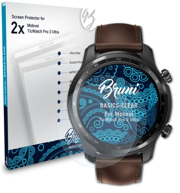 Bruni 2x Schutzfolie kompatibel mit Mobvoi TicWatch Pro 3 Ultra Folie