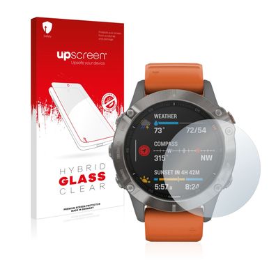 upscreen Hybrid Glass Clear Premium Panzerglasfolie für Garmin Fenix 6
