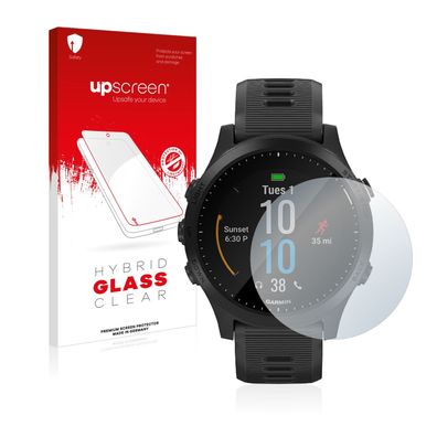 upscreen Hybrid Glass Clear Premium Panzerglasfolie für Garmin Forerunner 945