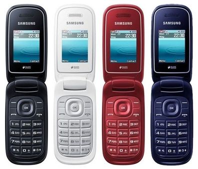 Samsung GT-E1272 Schwarz Blau Rot Weiß DualSim Klapphandy Werkshandy ohne Kamera
