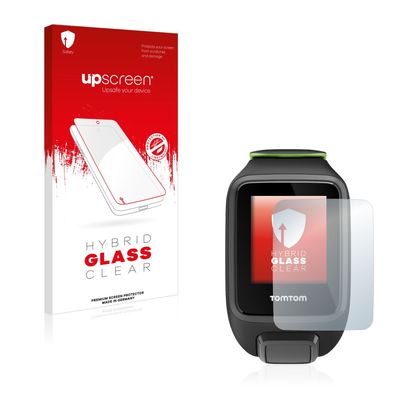 upscreen Hybrid Glass Clear Premium Panzerglasfolie für TomTom Runner 3 Music