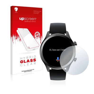 upscreen Hybrid Glass Clear Premium Panzerglasfolie für Mobvoi Ticwatch C2 Plus