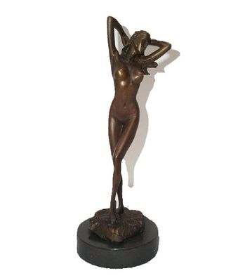 Bronzefigur, Erotische Bronze Skulptur 'Erwachen', Akt Figur sign. Milo