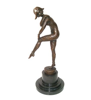 Bronzefigur, Bronze Skulptur, Tanz der Harlekinade, Tänzerin sign. D.H. Chiparus