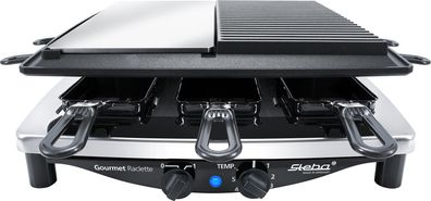 Steba Premium Raclette RC 8 Steel Deluxe, Made in Germany, Wendbare Grillplatte