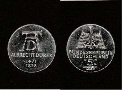 J.410 * BRD * 5.- DM * 1971. D * Silber * Albrecht Dürer