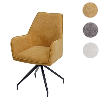 Esszimmerstuhl HWC-K15, Küchenstuhl Stuhl mit Armlehne, Stoff/ Textil Metall