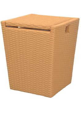 Wäschekorb honig Holz / Polyrattan / Stoff Wäschetruhe Wäschebox Wäschesammler