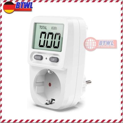 Energiekostenmessgerät Stromverbrauchszähler 3680W 1,9“ LCD-Display weiß DE DHL