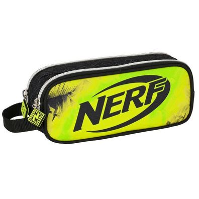 NERF 2-Fach Schlampermäppchen Federmäppchen schwarz neon grün ca 21x8cm