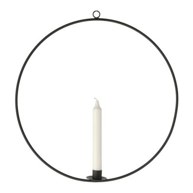 Metall Kerzenhalter Ring 40 cm - schwarz - Hänge Stab Kerzen Halter rund groß