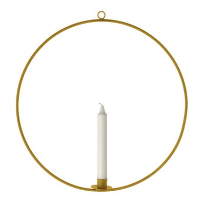 Metall Kerzenhalter Ring 40 cm - gold - Hänge Stab Kerzen Halter rund groß rund