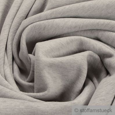 Stoff Baumwolle Polyester Elastan Alpen Sweat Jersey hellgrau flauschig weich