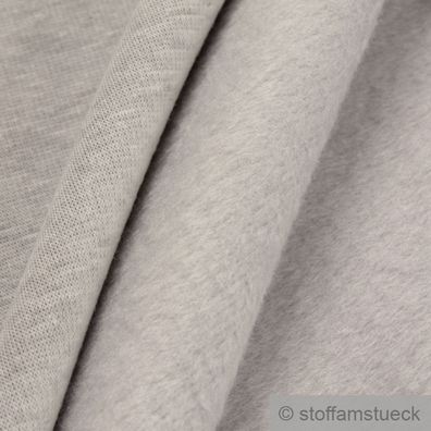 0,5 Meter Baumwolle Polyester Elastan Alpen Sweat Jersey hellgrau flauschig