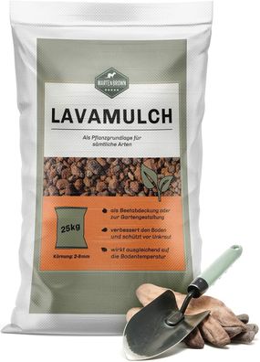 Martenbrown® Lavamulch 25 kg | Lavagranulat 2-8 mm, rot | Pflanzgranulat Garten