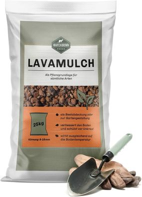 Martenbrown® Lavamulch 25 kg | Lavagranulat 8-16 mm, rot | Pflanzgranulat Garten
