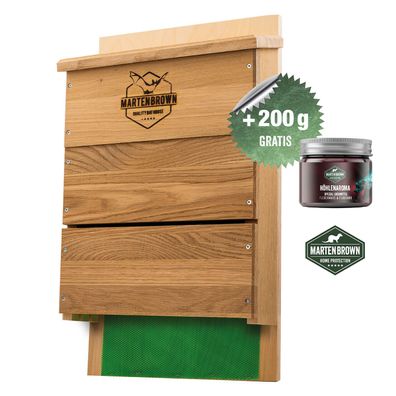 Martenbrown® Großer Premium Fledermauskasten I Fledermaushaus aus Eichenholz