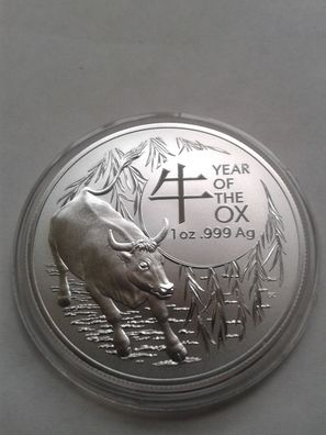 1$ 2021 Australien Lunar Ochse RAM 1 Unze Silber 999er 1 Dollar 2021 Ochse RAM mint