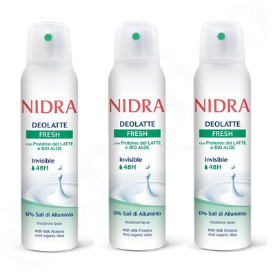 Nidra deolatte Fresh Invisible deo 3x 150 ml ohne Aluminiumsalze