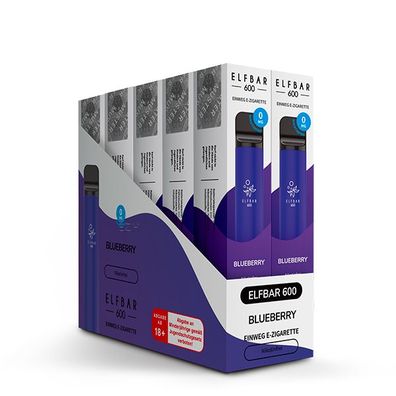 10 x ELFBAR 600 Blueberry Nikotinfrei e-Zigarette Original ELF BAR® e-Shisha Vape