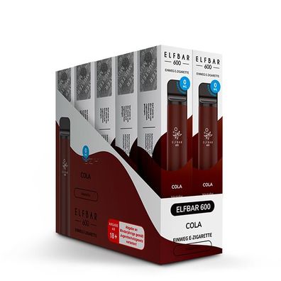 10 x ELFBAR 600 Cola Nikotinfrei e-Zigarette Original ELF BAR® e-Shisha Vape
