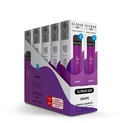 10 x ELFBAR 600 Grape Nikotinfrei e-Zigarette Original ELF BAR® e-Shisha Vape