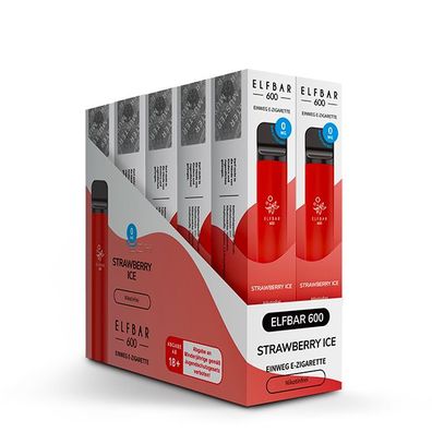 10 x ELFBAR 600 Strawberry Ice Nikotinfrei e-Zigarette ELF BAR® e-Shisha Vape
