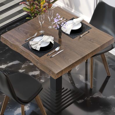 PERU | Tischplatte Baumkante | 60x60cm | Walnuß | Gastro Massivholzplatte