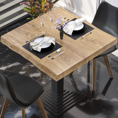 PERU | Tischplatte Baumkante | 60x60cm | Eiche | Gastro Massivholzplatte